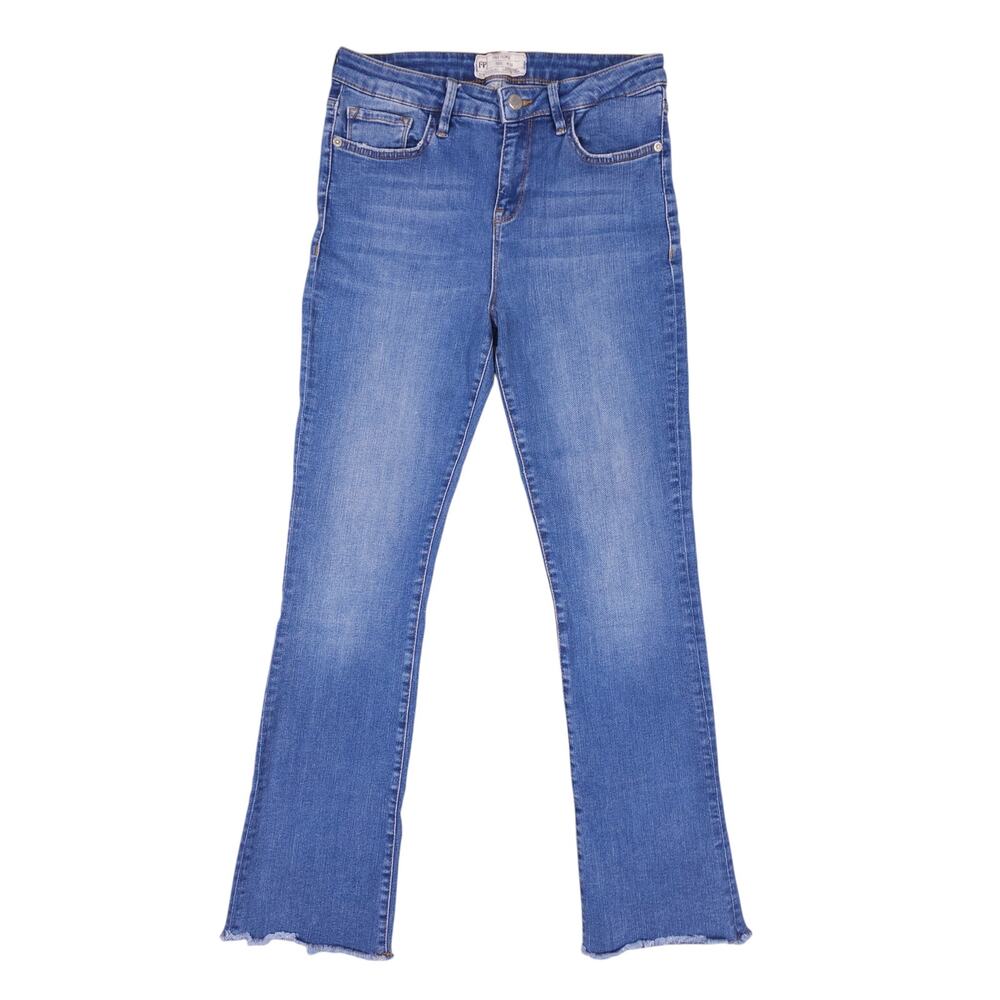 Free People High Waist Frayed Hem Straight Cropped Jeans Sz 30